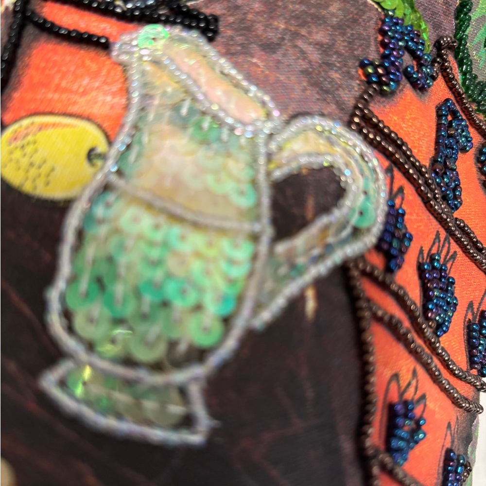 Artistic Multicolor Tote Bag Sequins Beaded Colorful - Picture 6 of 16